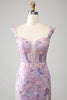 Load image into Gallery viewer, Mauve av skulderen Lang brodert havfrue Prom Dress Slit
