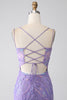 Load image into Gallery viewer, Mermaid Lace-Up Back Lilac Sequins Prom Dress med Slit