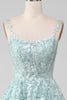 Load image into Gallery viewer, Glitter Mint A-Line Tylle Long Prom kjole med blonder