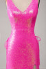 Load image into Gallery viewer, Sparkly Hot Pink Mermaid Prom kjole med Slit