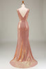Load image into Gallery viewer, Sparkly Blush Mermaid Prom Dress med Slit