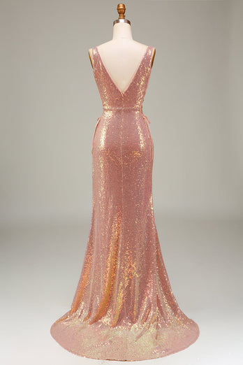 Sparkly Hot Pink Mermaid Prom kjole med Slit
