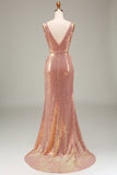 Sparkly Blush Mermaid Prom Dress med Slit