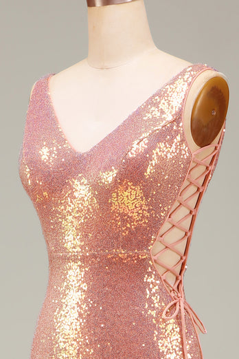 Sparkly Blush Mermaid Prom Dress med Slit