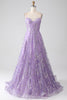 Load image into Gallery viewer, A-Line Spaghetti stropper Lilac Corset Prom kjole med paljetter