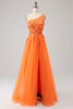 Load image into Gallery viewer, Oransje One Shoulder A-Line Tylle Long Prom Kjole med Appliques