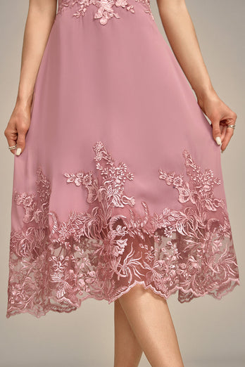 Dusty Rose A-Line te-lengde Brudens mor kjole med paljetter