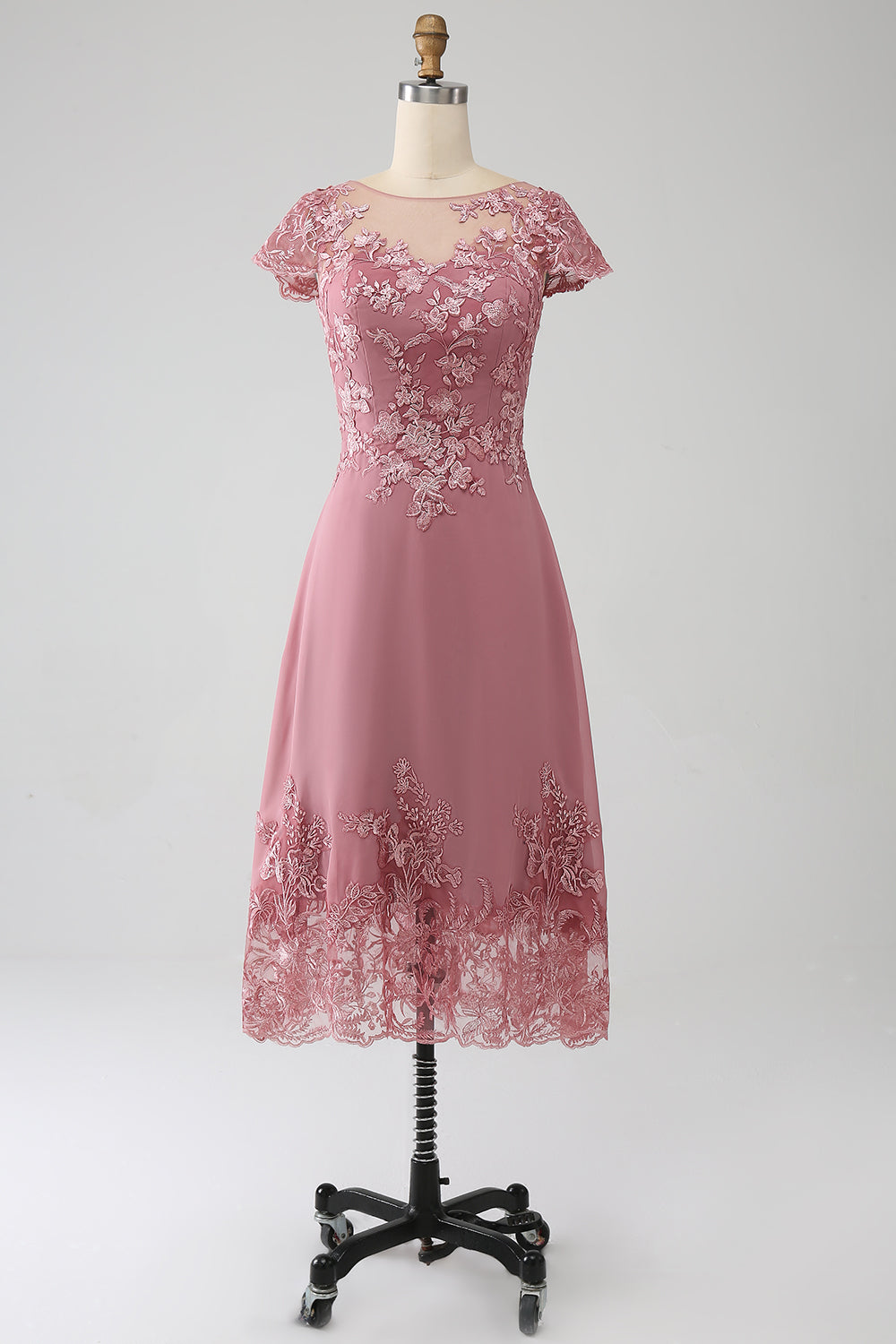 Dusty Rose A-Line te-lengde Brudens mor kjole med paljetter
