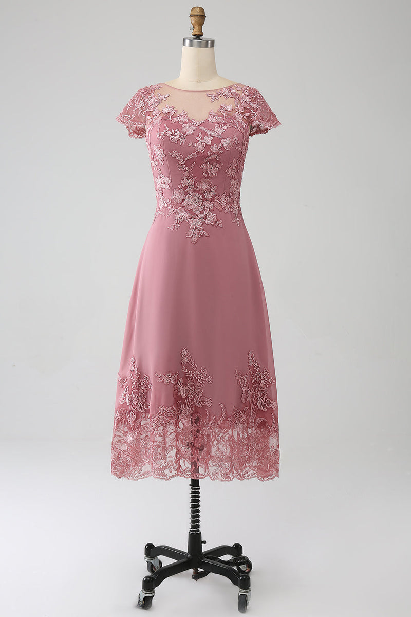 Load image into Gallery viewer, Dusty Rose A-Line te-lengde Brudens mor kjole med paljetter