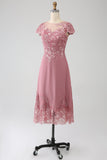 Dusty Rose A-Line te-lengde Brudens mor kjole med paljetter