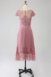 Dusty Rose A-Line te-lengde Brudens mor kjole med paljetter