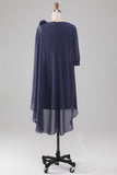 Slire Scoop Beaded Kne-Lengde Chiffon Mor til bruden kjole