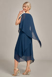 Navy Chiffon A-line Scoop Neck Mor til bruden kjole