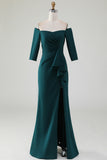 Mørkegrønn havfrue av skulderen Cascading Ruffle Mother Of The Bride Dress