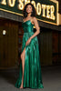 Load image into Gallery viewer, Sparkly A-line Dark Green Corset Prom Dress med Slit