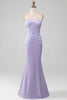 Load image into Gallery viewer, Lilac skjede stroppeløs korsett prom kjoler med blonder applikasjoner