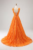 Load image into Gallery viewer, Oransje A-Line Floral Lace Long Prom Dress