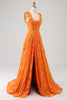 Load image into Gallery viewer, Oransje A-Line Floral Lace Long Prom Dress