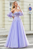 Load image into Gallery viewer, Nydelig en linje av skulderen Lavendel korsett Prom kjole med Appliques
