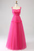Load image into Gallery viewer, Fuchsia A-Line Ruffled Long Tylle Prom Dress