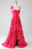 Load image into Gallery viewer, A-Line Spaghetti stropper Fuchsia Long Prom Kjole med Slit