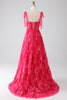 Load image into Gallery viewer, A-Line Spaghetti stropper Fuchsia Long Prom Kjole med Slit