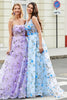 Load image into Gallery viewer, Stunning A Line V Neck Blue Long Prom Dress med 3D Blomster