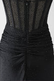 Mermaid Black Beaded Prom kjole med volanger