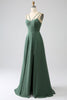 Load image into Gallery viewer, Eukalyptus A-linje spaghetti stropper ryggløs plissert lang brudepike kjole