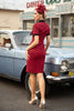 Load image into Gallery viewer, rød polka prikker 1960-tallet kjole med bue