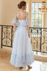 Load image into Gallery viewer, prinsesse en linje av skulderen lyseblå lang ballkjole