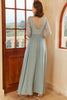 Load image into Gallery viewer, blå lang chiffon brudepike kjole med ermer