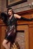 Load image into Gallery viewer, svart og rød kort paljetter 1920-tallet flapper kjole