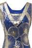 Load image into Gallery viewer, blå paljetter frynser 1920-tallet kjole