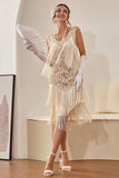 plus size champagne gatsby 1920-tallet flapper kjole med paljetter og frynser