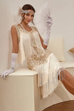 plus size champagne gatsby 1920-tallet flapper kjole med paljetter og frynser