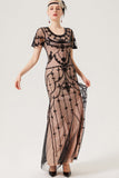 Black Blush paljetter Lang kjole fra 1920-tallet