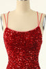 Load image into Gallery viewer, røde paljetter tett kort hjemkomst kjole