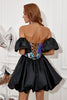 Load image into Gallery viewer, svart kjæreste homecoming kjole med avtakbare ermer