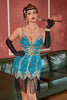 Load image into Gallery viewer, Royal Blue Sequin Short Gatsby 1920-tallet Kjole med frynser