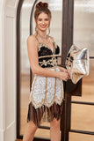Lake Blue Sequin Short Gatsby 1920-tallet Kjole med frynser