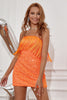 Load image into Gallery viewer, skjede stroppeløs oransje paljetter kort hjemkomst kjole med dusk