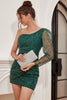 Load image into Gallery viewer, en skulder beaded grønn homecoming kjole