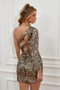 Load image into Gallery viewer, mørk gullet åpen bak paljetter tett homecoming kjole