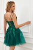 Load image into Gallery viewer, mørk grønn blonder opp a-line homecoming kjole