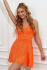 Load image into Gallery viewer, oransje blonder opp paljetter homecoming kjole