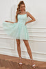 Load image into Gallery viewer, lys grønn paljetter A-line blonder-opp homecoming kjole