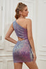 Load image into Gallery viewer, lilla kutte ut en skulder paljetter tett kort homecoming kjole