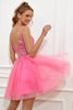 Load image into Gallery viewer, Fuchsia Spaghetti Stropper A-Line Backless Short Homecoming Kjole