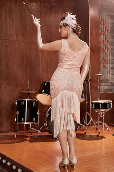 rødme paljetter 1920-tallet Flapper Gatsby Kjole med frynser
